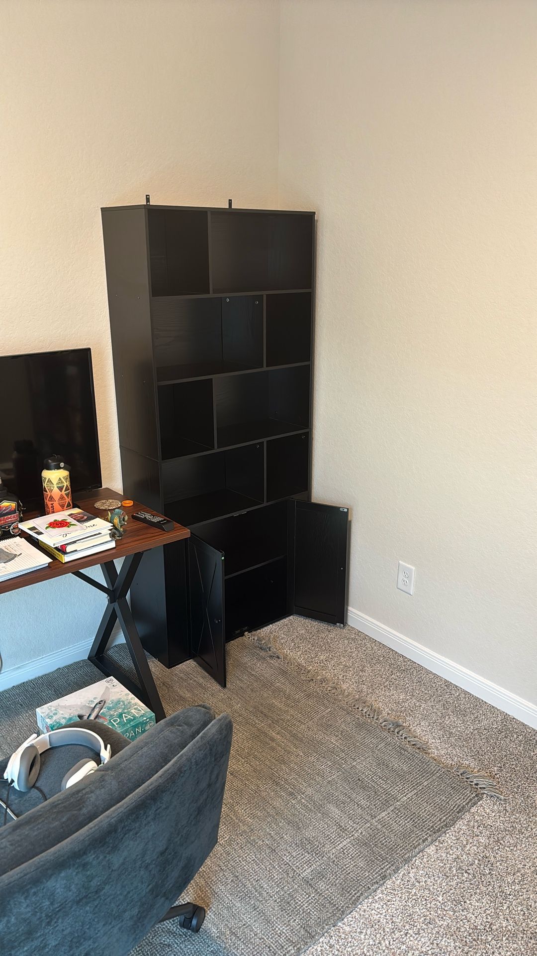 IRONCK Bookcase with Doors, Tall Bookshelf with Storage, Bookshelves and Bookcases