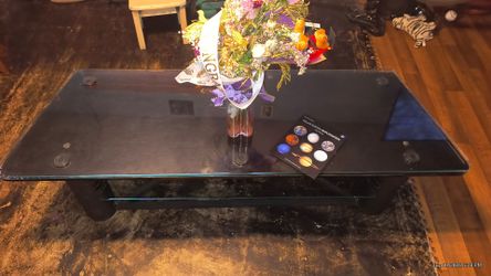 Glass top entertainment table