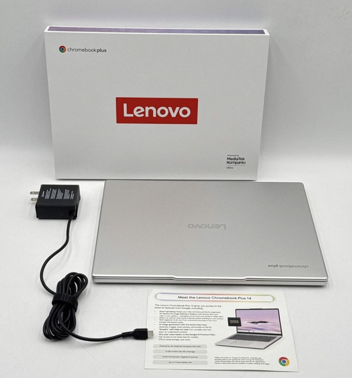 Lenovo Chromebook plus 14” Oled 2K touchscreen laptop kompanio ultra 16gb 256gb 