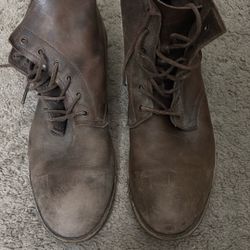 AllSaints Distressed Brown Leather Boots – EU 43 (US 10)