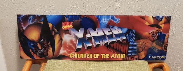 Original vintage X-men Children of the Atom  full-size arcade marquee