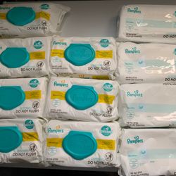 Pampers Sensitive Baby Wipes, Water Based, Hypoallergenic and Unscented, 7 Flip-Top Packs, 4 Refill