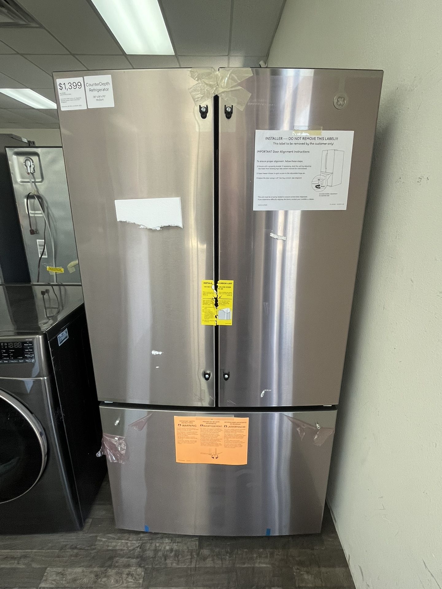 Counter Depth GE Energy Star French Door Fully Tested Refrigerator, 1 Yr Warranty