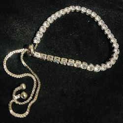 Silver  Tennis Bracelet For Her Swarovski (adjustable)