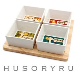 Disney Parks Adventureland Tiki Room Enchanted Wood Tray w/4 Dishes Tiki Appetizer Set. 