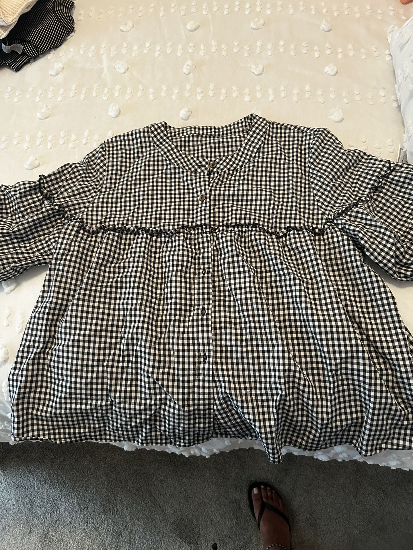 Women’s Plaid Button-Down Blouse Brand New