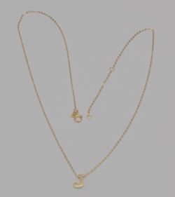 14K Yellow Gold Initial J Pendant Necklace Adjustable 16.5"-18"
