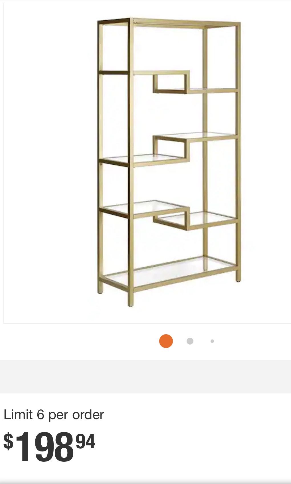 Gold Metal & Glass Geometric Bookcase - NEW in Box!