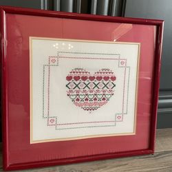 Cross Stitch Framed Heart 