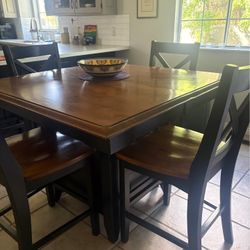 Solid Walnut Counter Height Dining Table And Chairs