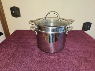 8 Qt Stainless Steel Stock Pot with Steamer Insert and Lid