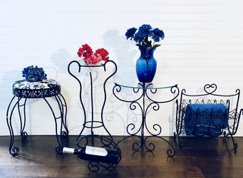 Five wrought iron items