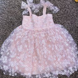 Light Pink Daisy Dress For Little Girl 