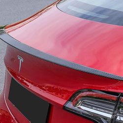 For 2017-2022 Tesla Model-3 OE-Style Real Carbon Fiber Rear Trunk Spoiler Wing -(2-SPC-7405-CF