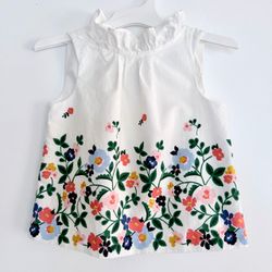 Janie and Jack Girls Floral Ruffle Top (18–24 Months)