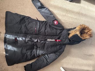 Canada Weather Black Parka with Fur Hood