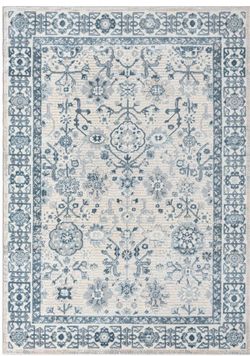 7’ x 10’ Area Rug – Blue & Ivory Traditional Design