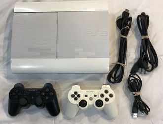 Sony PlayStation 3 Super Slim 250 GB White Console Bundle W/ Controller