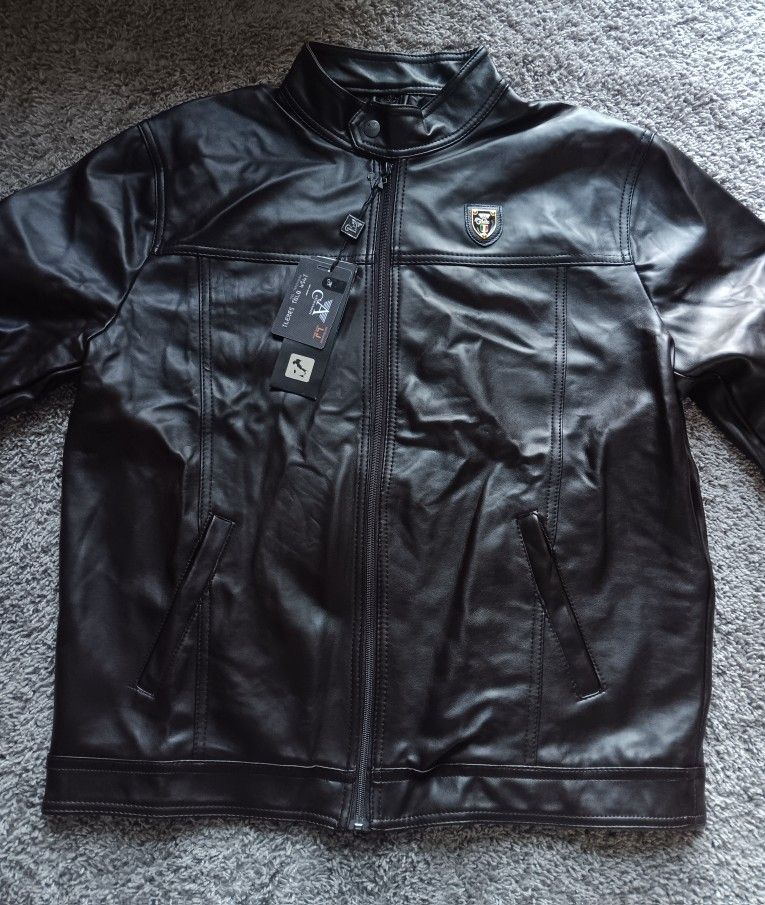 New Men's A Collezioni Faux Skin Leather Brown Jacket