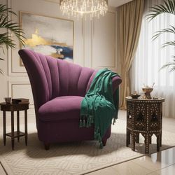 Fan-back accent purple chair