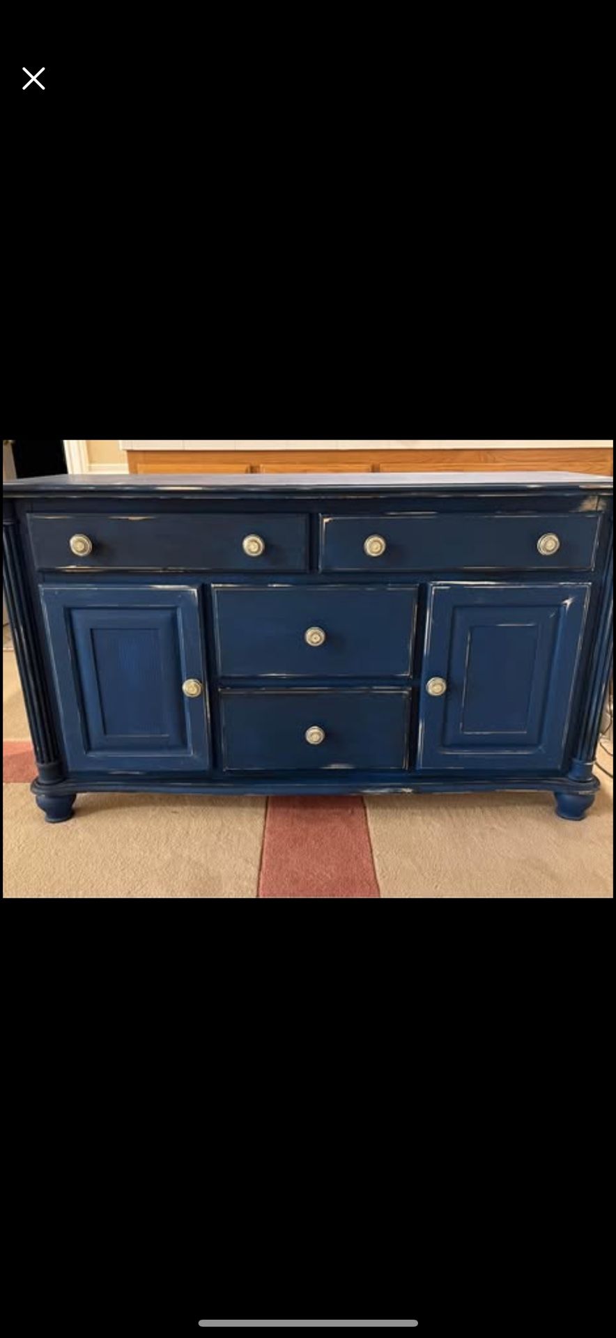 Blue Distressed Farmhouse Dresser
