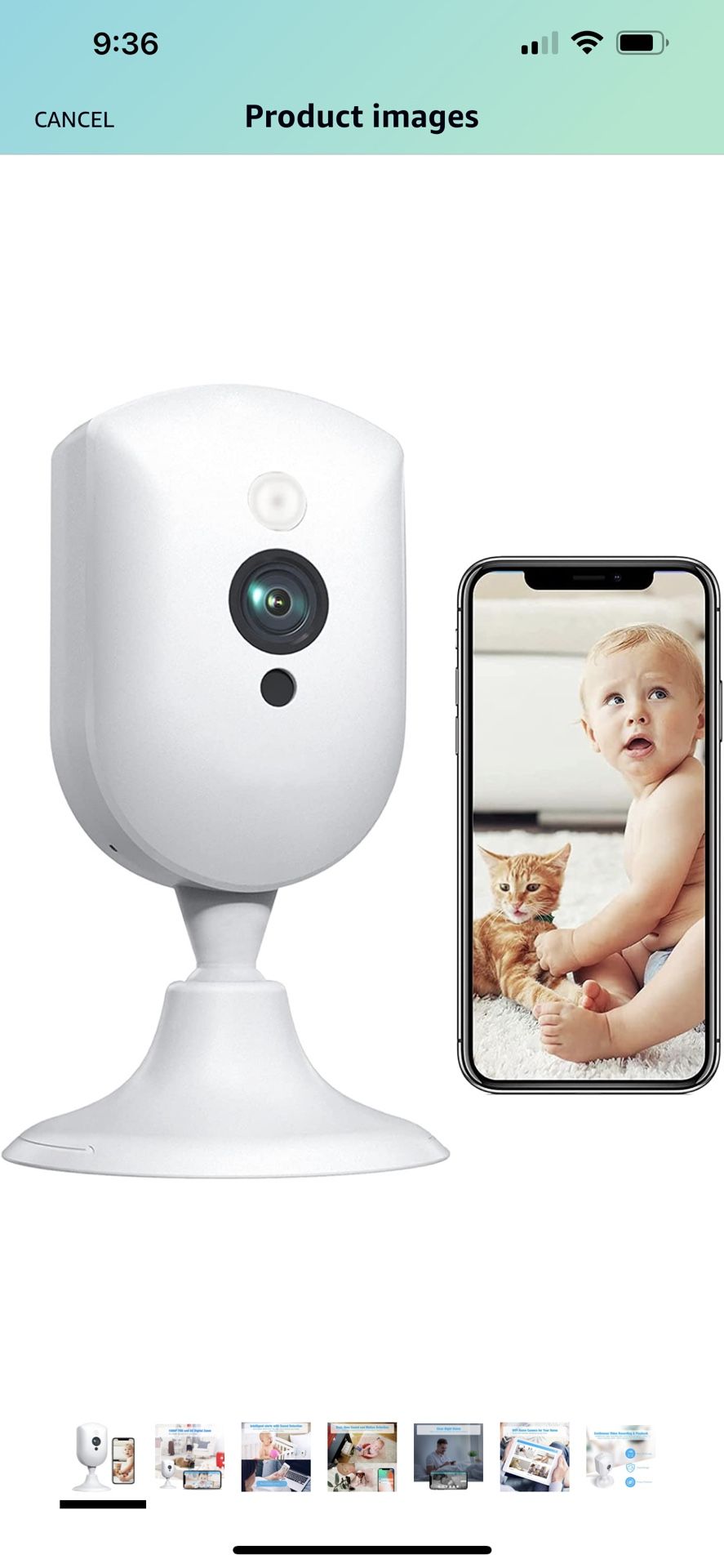Baby Monitor with Camera and Audio, 1080P HD Pet Camera with Sound/Motion Detect, Plug-in Indoor Security Camera with Night Vision, 2 Way Audio Nanny 