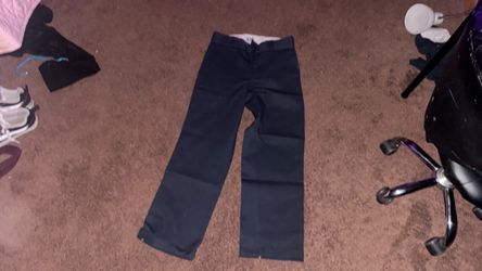 Dark Navy Blue Flat-Front Pants