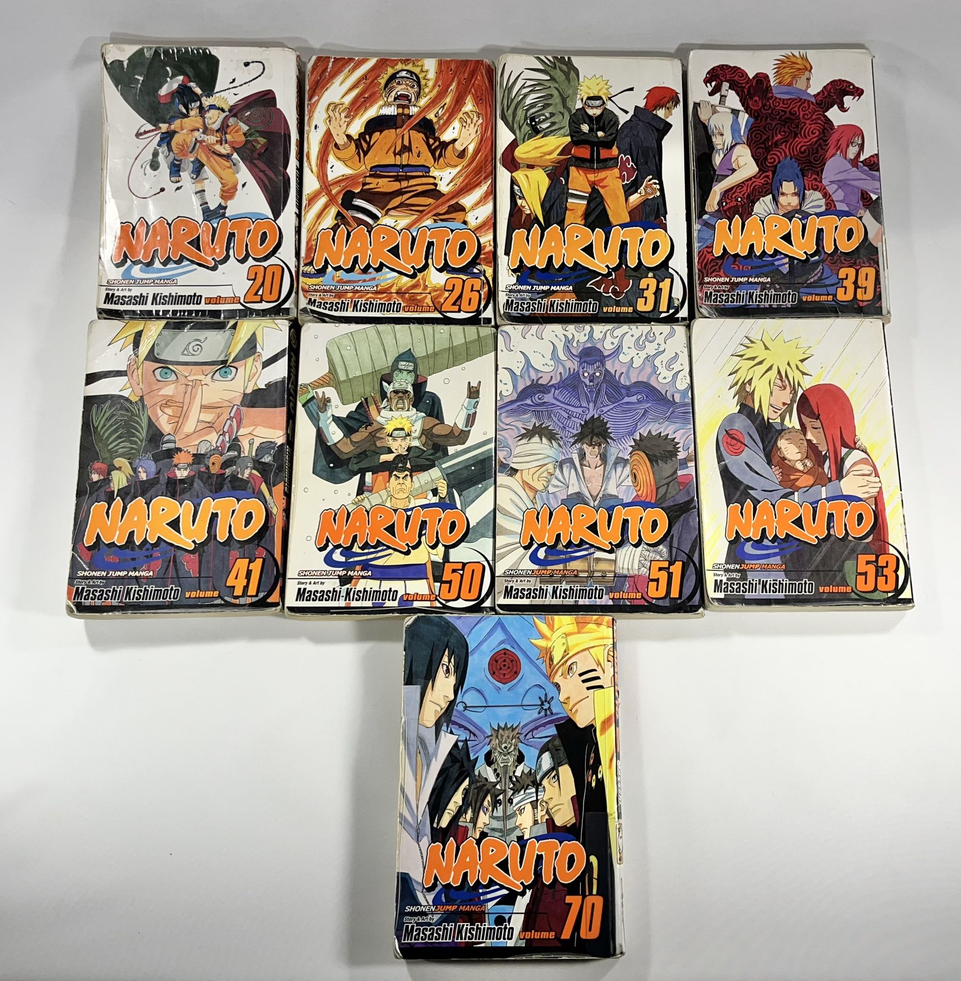 Naruto Shonen Jump Manga English 9 Book Lot 20, 26, 31, 39, 41, 50, 51, 53, &70