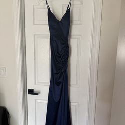 Windsor Navy blue satin maxi dress 