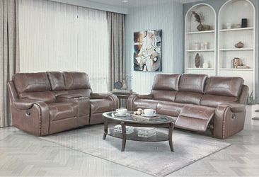 Leather Reclining Sofa And Love Seat Set