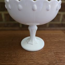 Vintage Milk Glass Pedestal Centerpiece Bowl