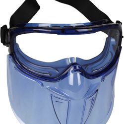 KLEENGUARD - 18629-OB V90 “The Shield" Safety Goggles with Face Shield (18629), Clear Anti-Fog Lens with Blue Frame $15