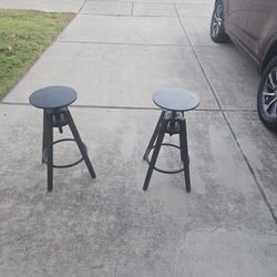 Black Adjustable Wooden Stools