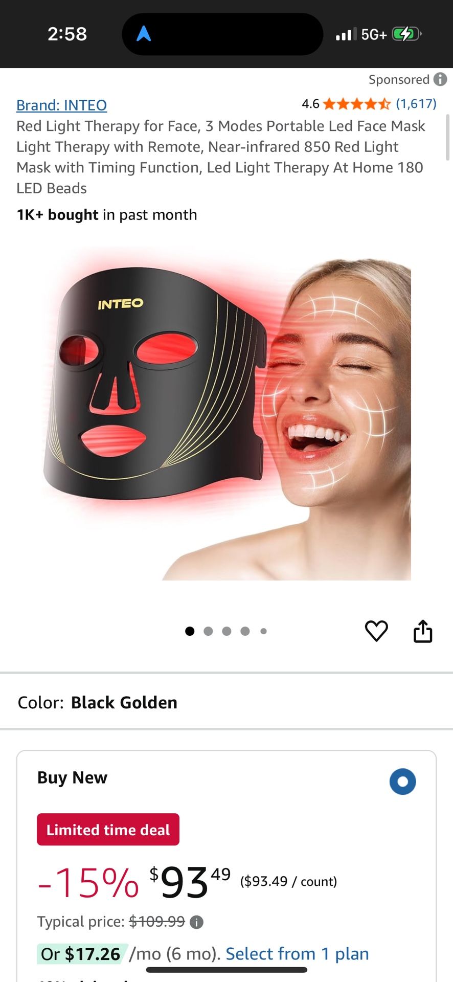 Red Light Therapy Face Mask 