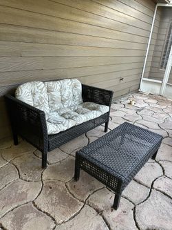Wicker Patio Loveseat and Coffee Table Set