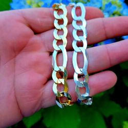 SOLID 10KT GOLD SILVER 2 TONE BRACELET 
