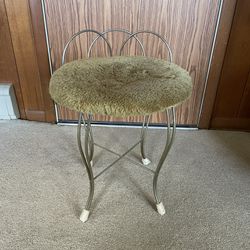 Vintage Vanity Stool Boudoir Chair Hollywood Regency Brass