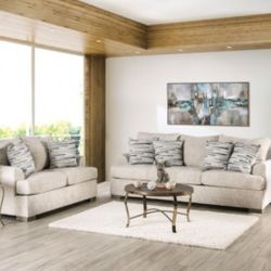 Brand New Plush Beige Sofa Set (Pillows Included)