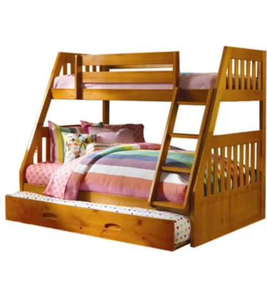 Stanford Twin over Full Bunk Bed with Twin slide-out trundle. 