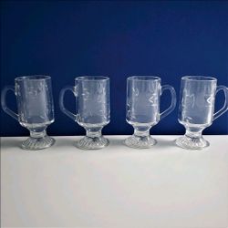 Set of 4 Princess House Heritage Irish Coffee Footed Mugs
