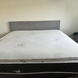 King Size Frame, Box Spring, Mattress, And Headboard