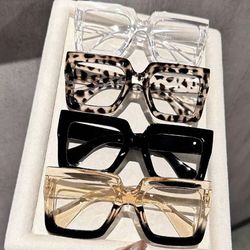 Square Fashion Chic Shades – Leopard Print, Black & Champagne | One Size Fits All Face Shapes