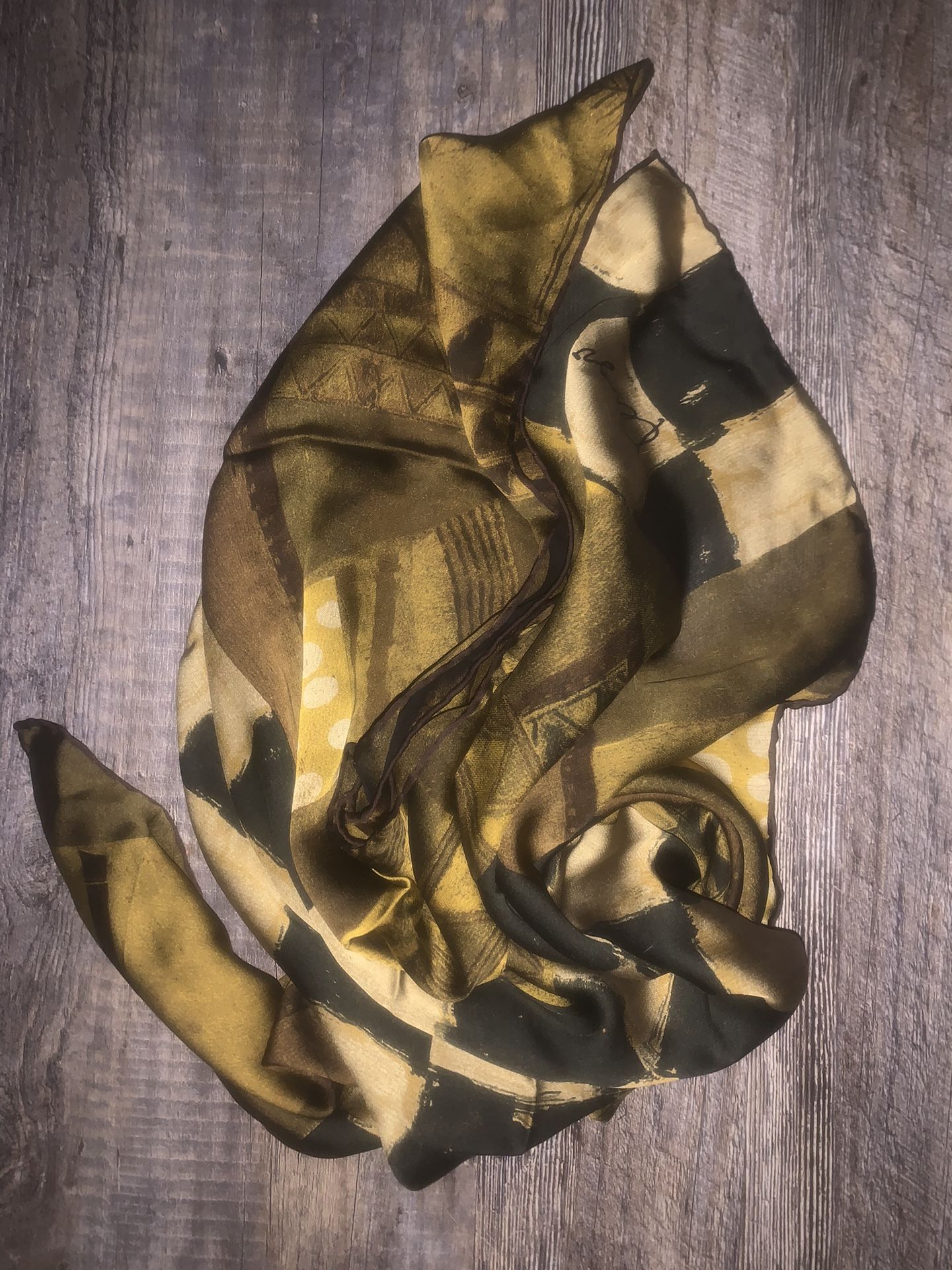 Rare Authentic KENZO Made in Italy Brown silk scarf vintage 34x34