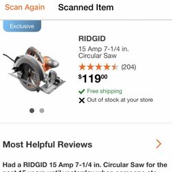 RIDGID CORDED ELECTRIC CIRCULAR SAW BRAND NEW