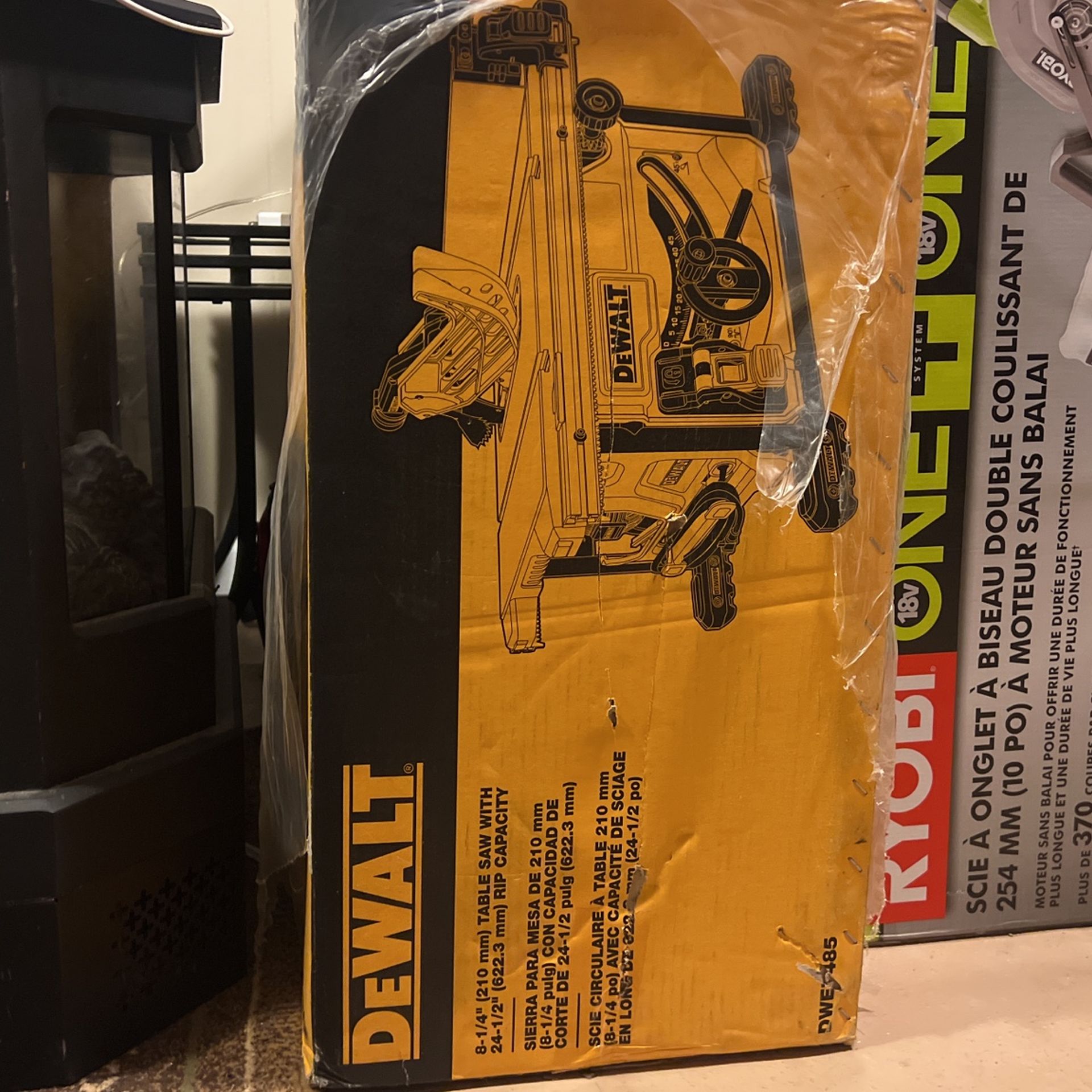 Ryobi One 18 V Brushless 10" Dual Bevel Sliding Miter Saw & Dewalt 8 - 1/4 Table Saw
