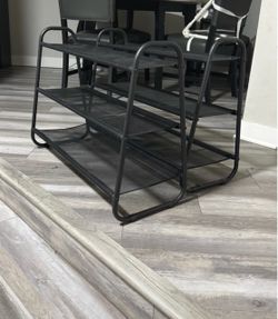 3-Tier Black Metal Shoe Rack