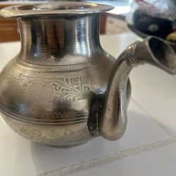 Vintage Brass Solid Handcrafted Inlay Engraved Unique Shape Holy Water Pot