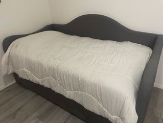 Gray Upholstered Twin Daybed Frame 2 beds in one with 1 mattress