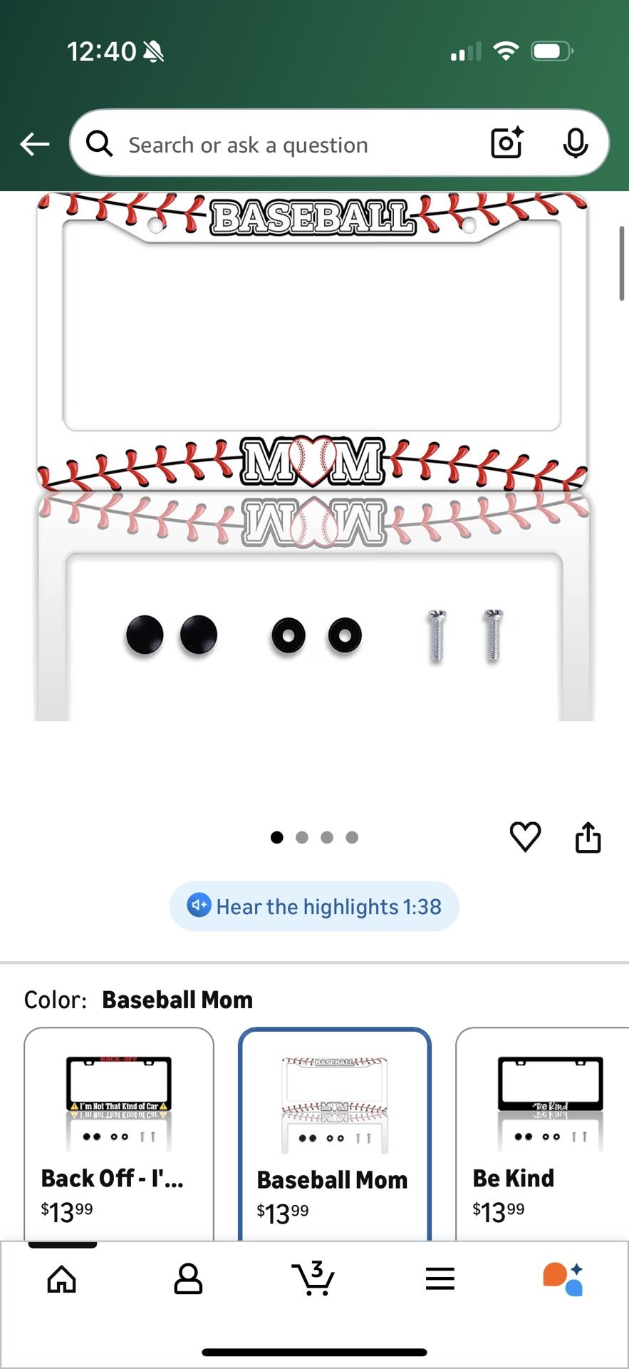 Baseball Mom Plate Frame