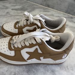 Bape Nike Dunks Beige And White Size 8